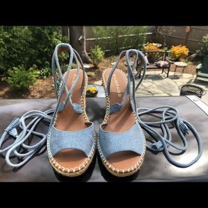 Rampage ‘Harriet’ Espadrilles Wedge Heel Tie Ankle NWOB